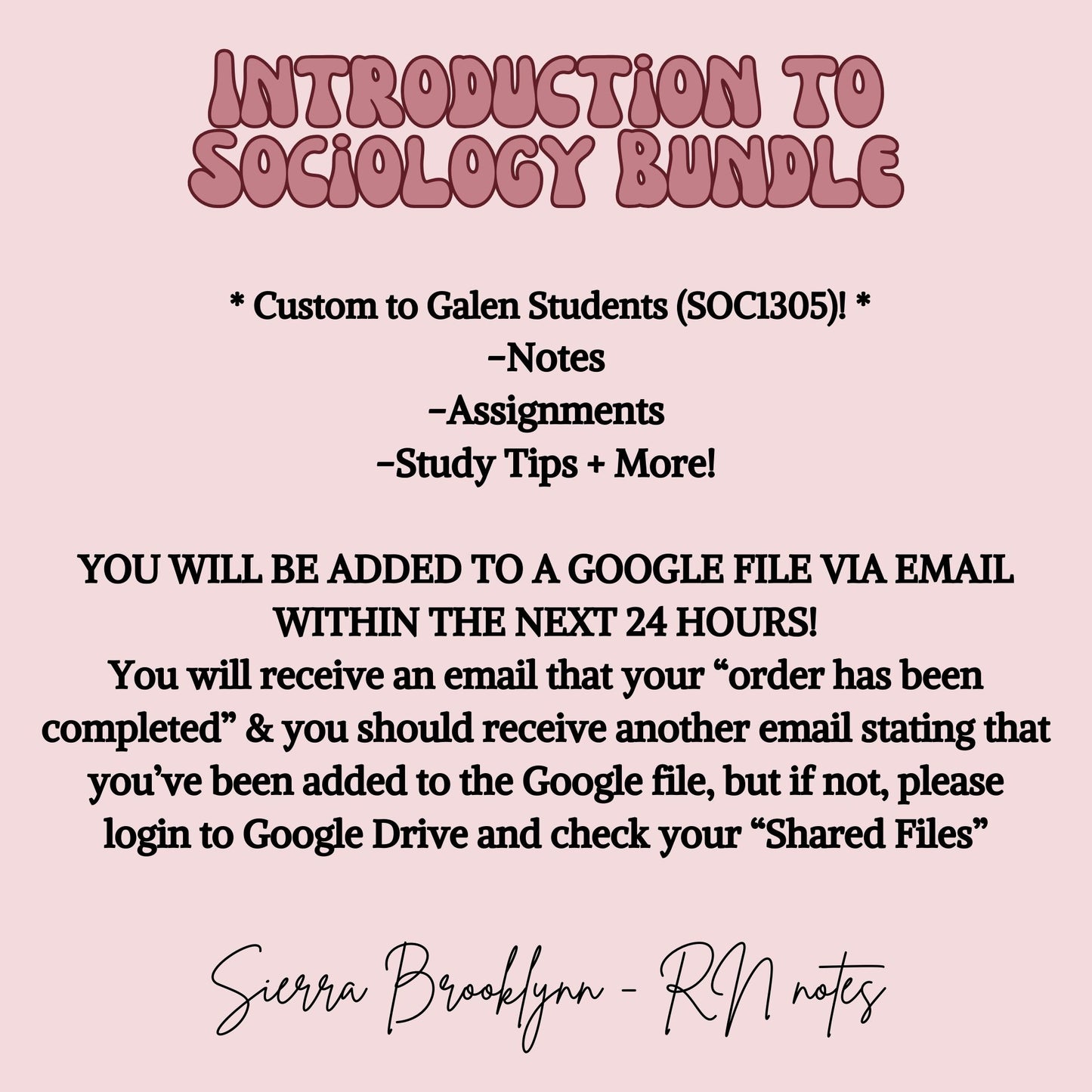 Introduction to Sociology (RN) Notes Bundle