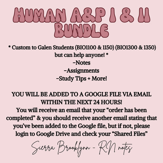 Human Anatomy and Physiology I & II (RN) Notes Bundle