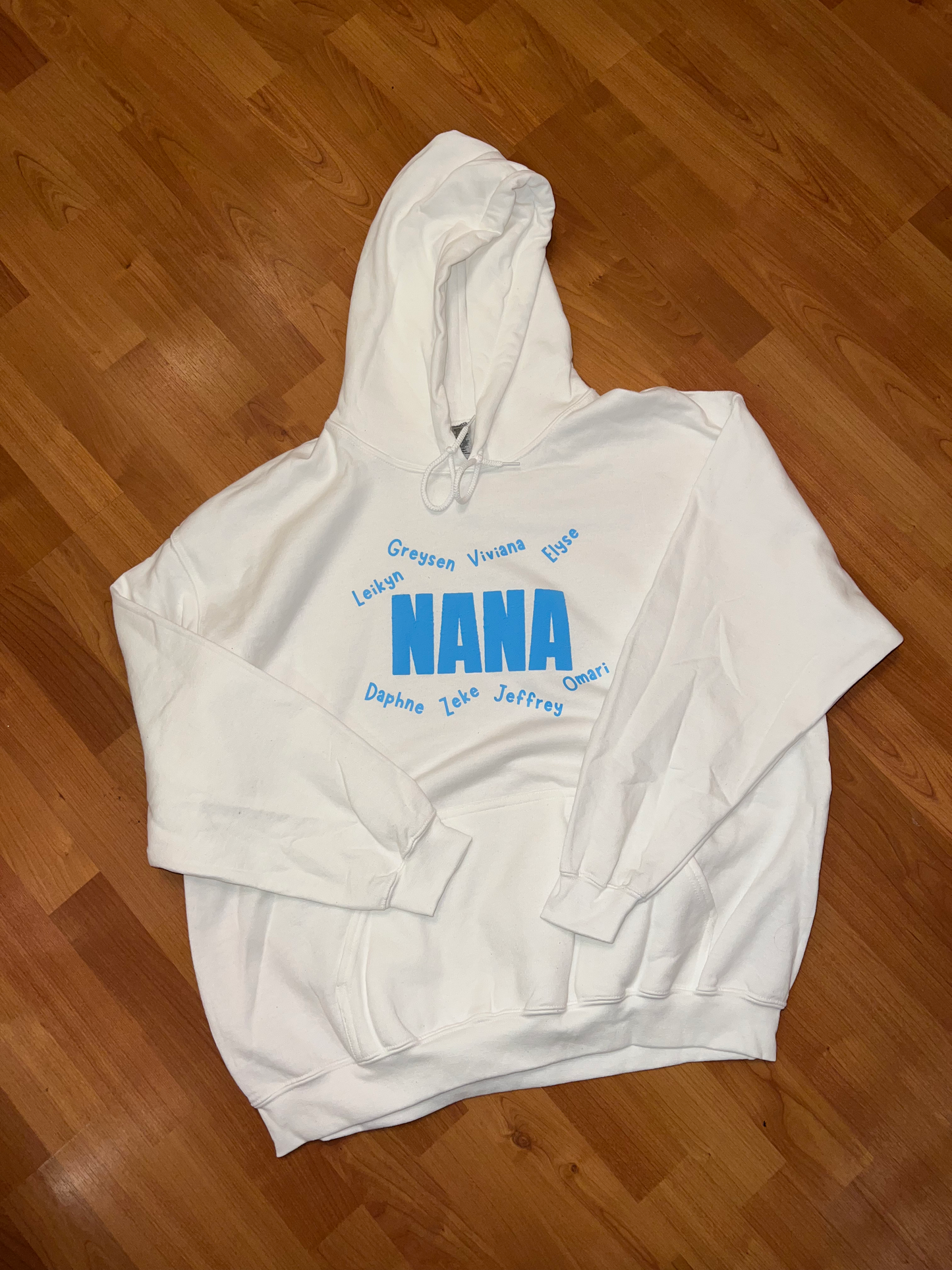 Custom Scattered Names (WHITE) Hoodie w/ PUFF Vinyl