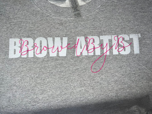 Gray Personalized Brow Artist Crewneck Sweatshirt