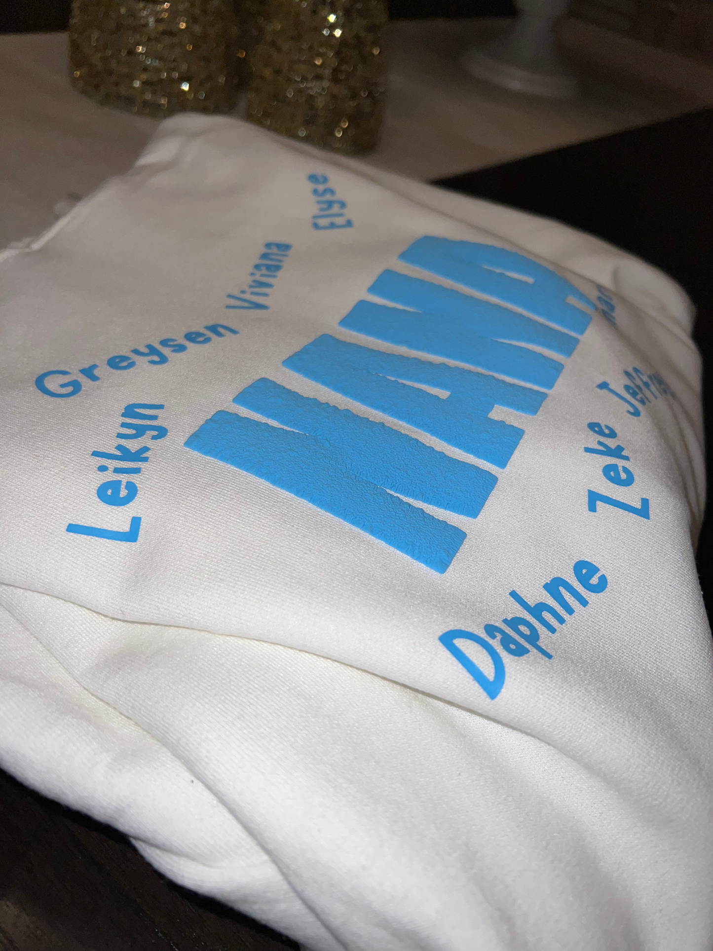 Custom Scattered Names (WHITE) Hoodie w/ PUFF Vinyl