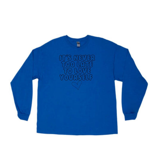 Never Too Late (Dark Blue) Long-Sleeve T-Shirt