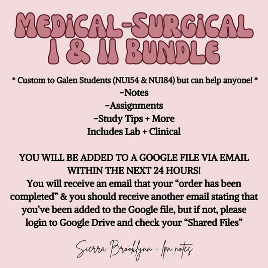 Med-Surg I & II (LPN) Notes Bundle