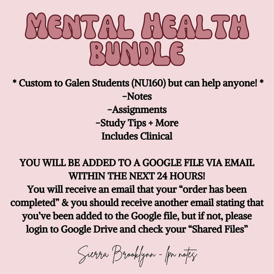 Mental Health (LPN) Notes Bundle