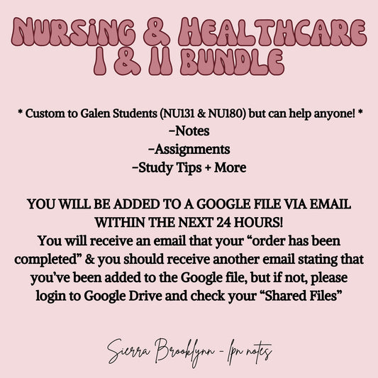 Nursing and Healthcare I & II (LPN) Notes Bundle